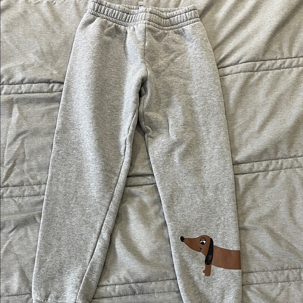 Mini Rodini Gray Sweatpants with Dachshund Design